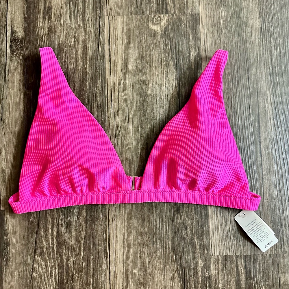 Aerie Hot Pink Triangle Bikini with Adjustable Straps
